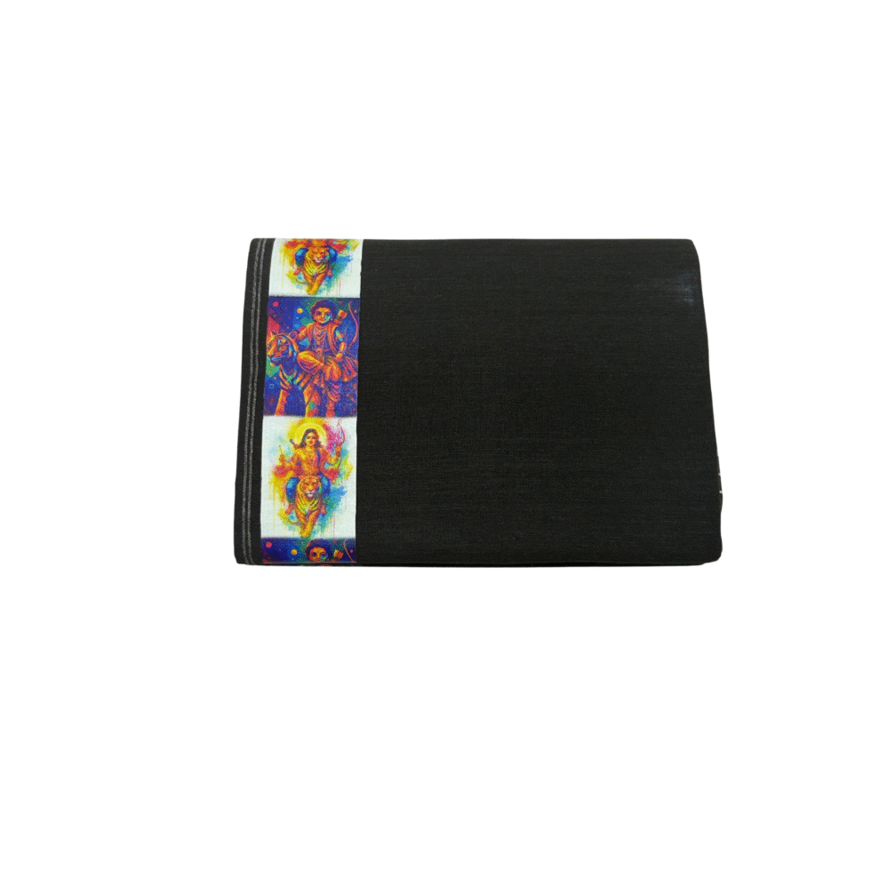 Ramsons Devotional Manikanta Vastram Black Single Dhoti Sticker Printed Kara - RM5226