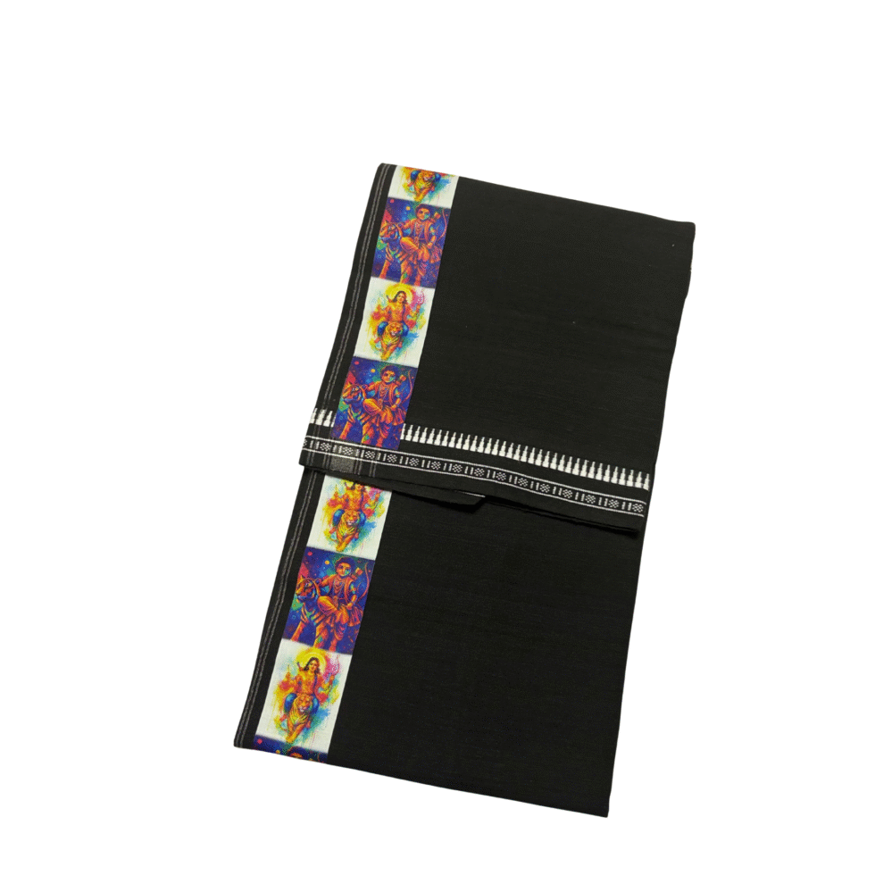 Ramsons Devotional Manikanta Vastram Black Single Dhoti Sticker Printed Kara - RM5226