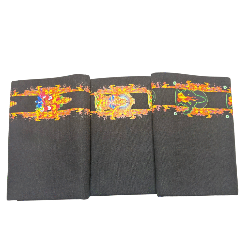 Ramsons Devotional Manikanta Vastram Black Single Dhoti Sticker Printed Kara- RM5227