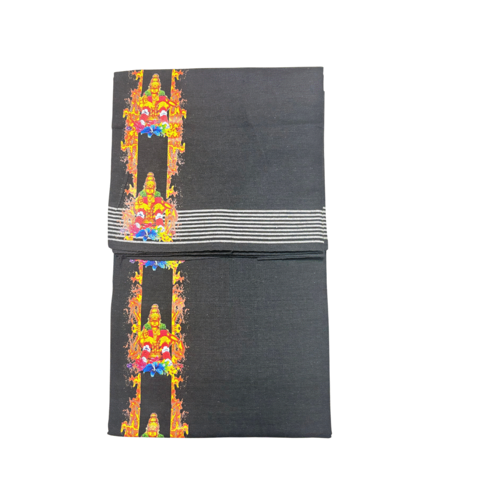 Ramsons Devotional Manikanta Vastram Black Single Dhoti Sticker Printed Kara- RM5227