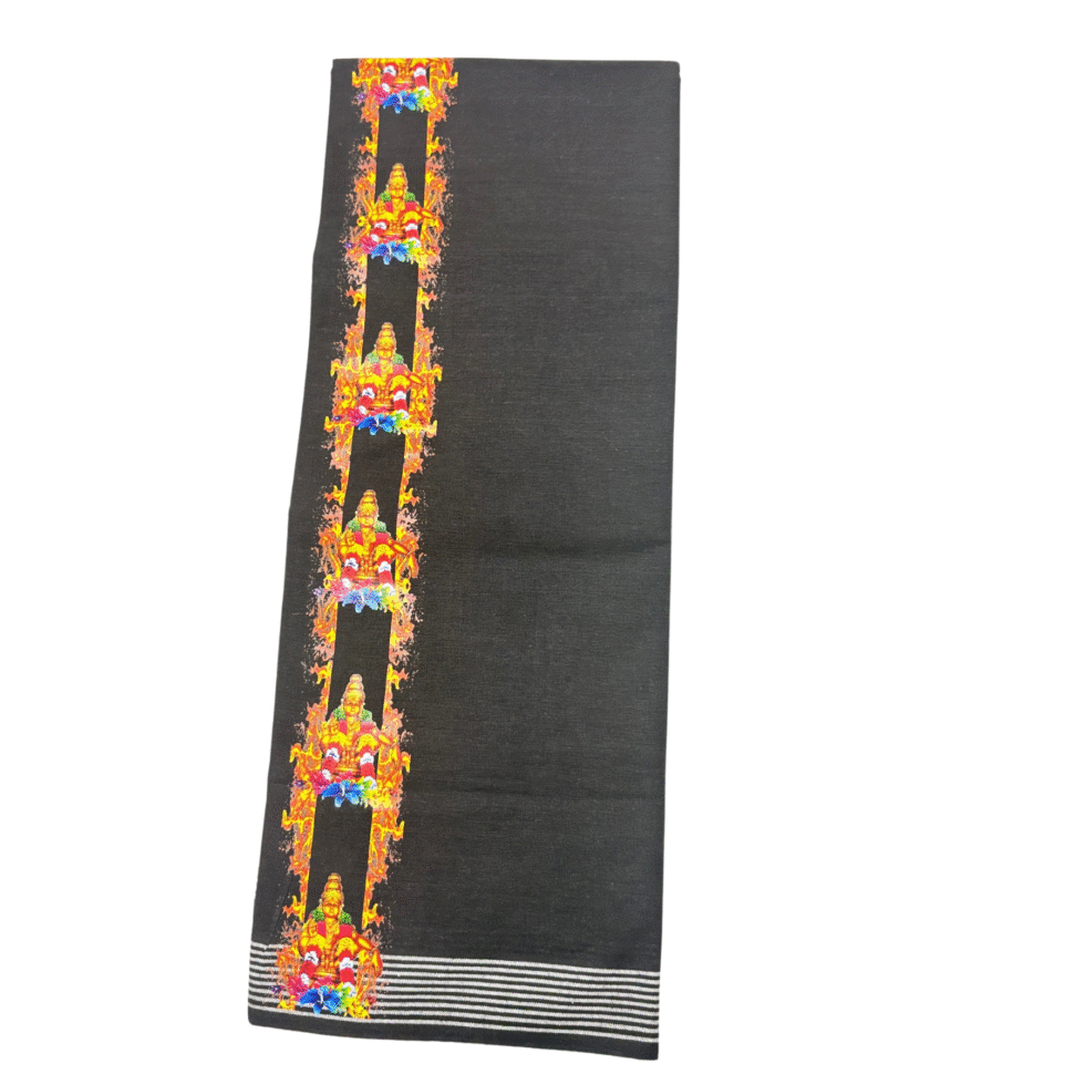 Ramsons Devotional Manikanta Vastram Black Single Dhoti Sticker Printed Kara- RM5227