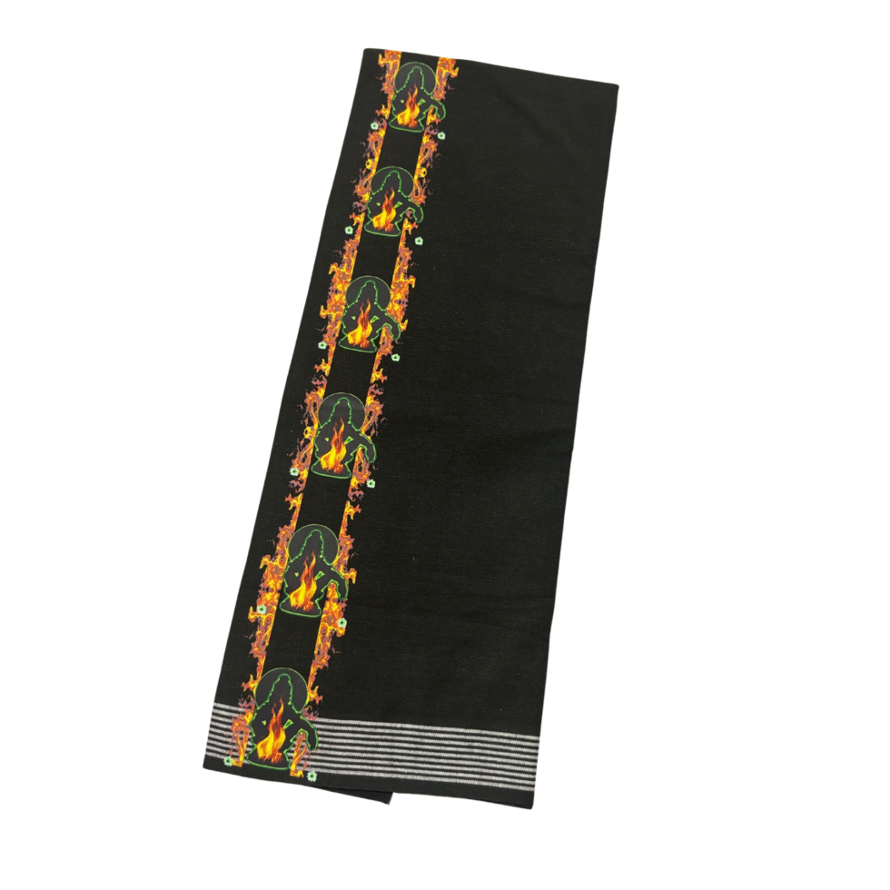 Ramsons Devotional Manikanta Vastram Black Single Dhoti Sticker Printed Kara- RM5227