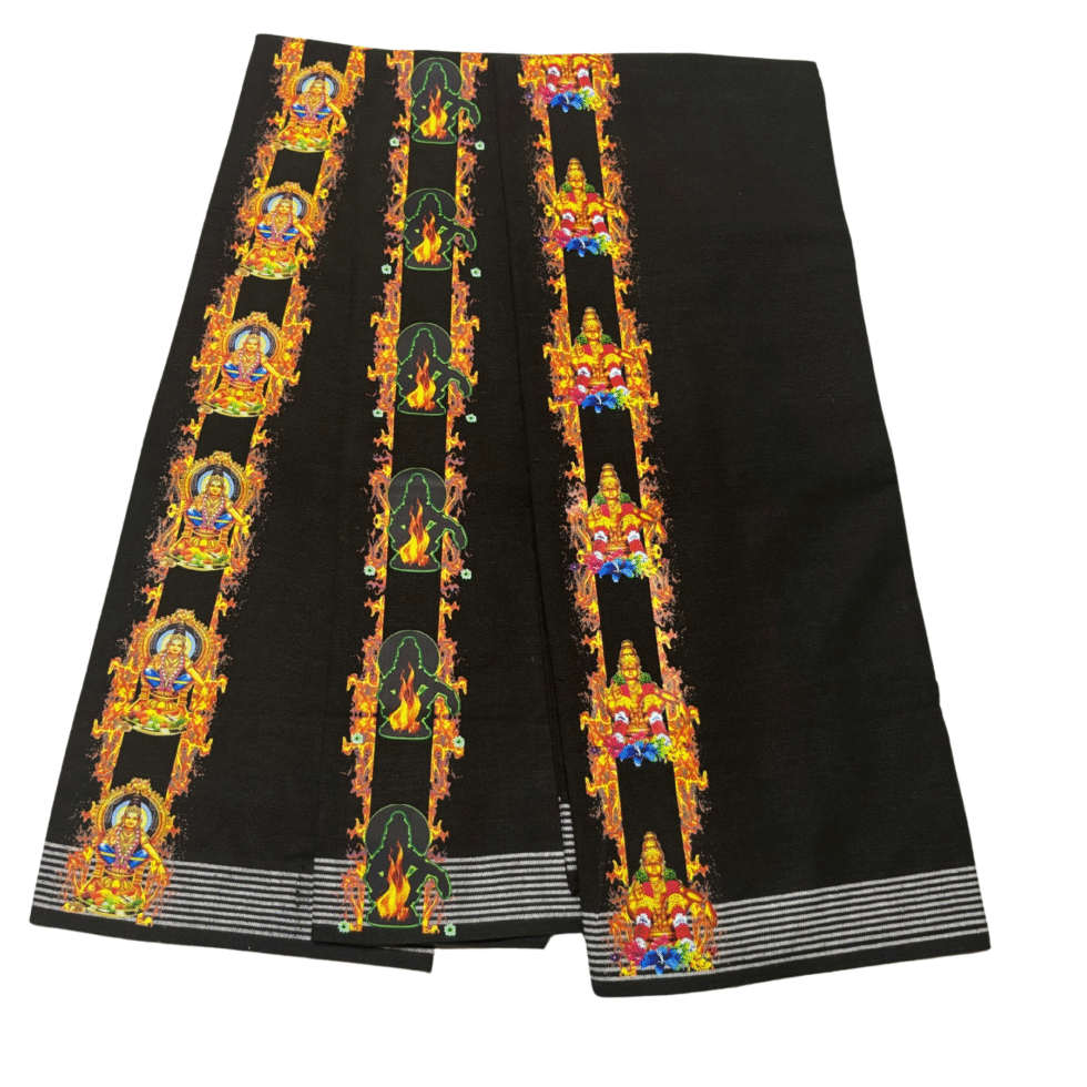 Ramsons Devotional Manikanta Vastram Black Single Dhoti Sticker Printed Kara- RM5227