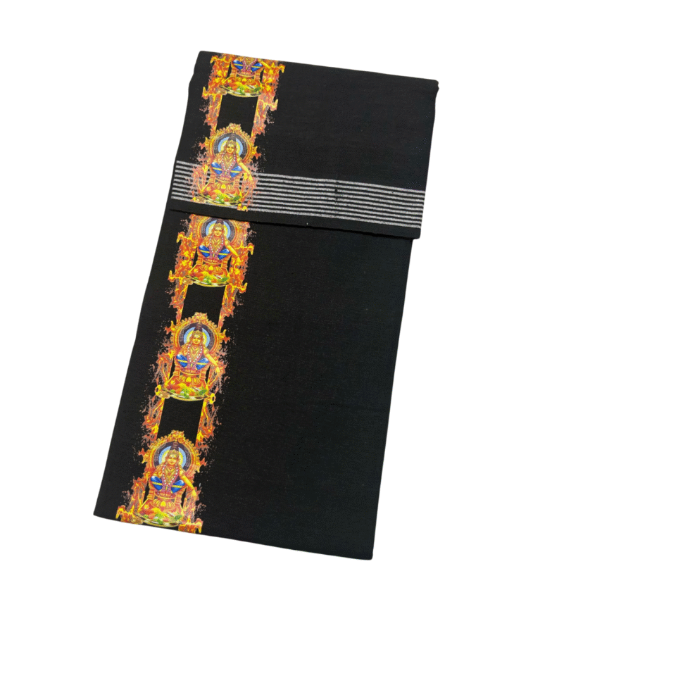 Ramsons Devotional Manikanta Vastram Black Single Dhoti Sticker Printed Kara- RM5227