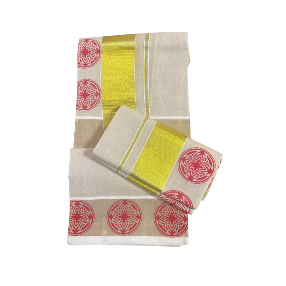 Ramsons Chakra Printed Tissue Set Mundu - RM31D
