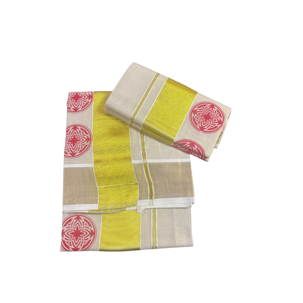 Ramsons Chakra Printed Tissue Set Mundu - RM31D