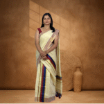 Ramsons Coloured Kasavu Tissue Single Set Mundu With Tassels - RM6099