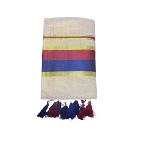 Ramsons Coloured Kasavu Tissue Single Set Mundu With Tassels - RM6099