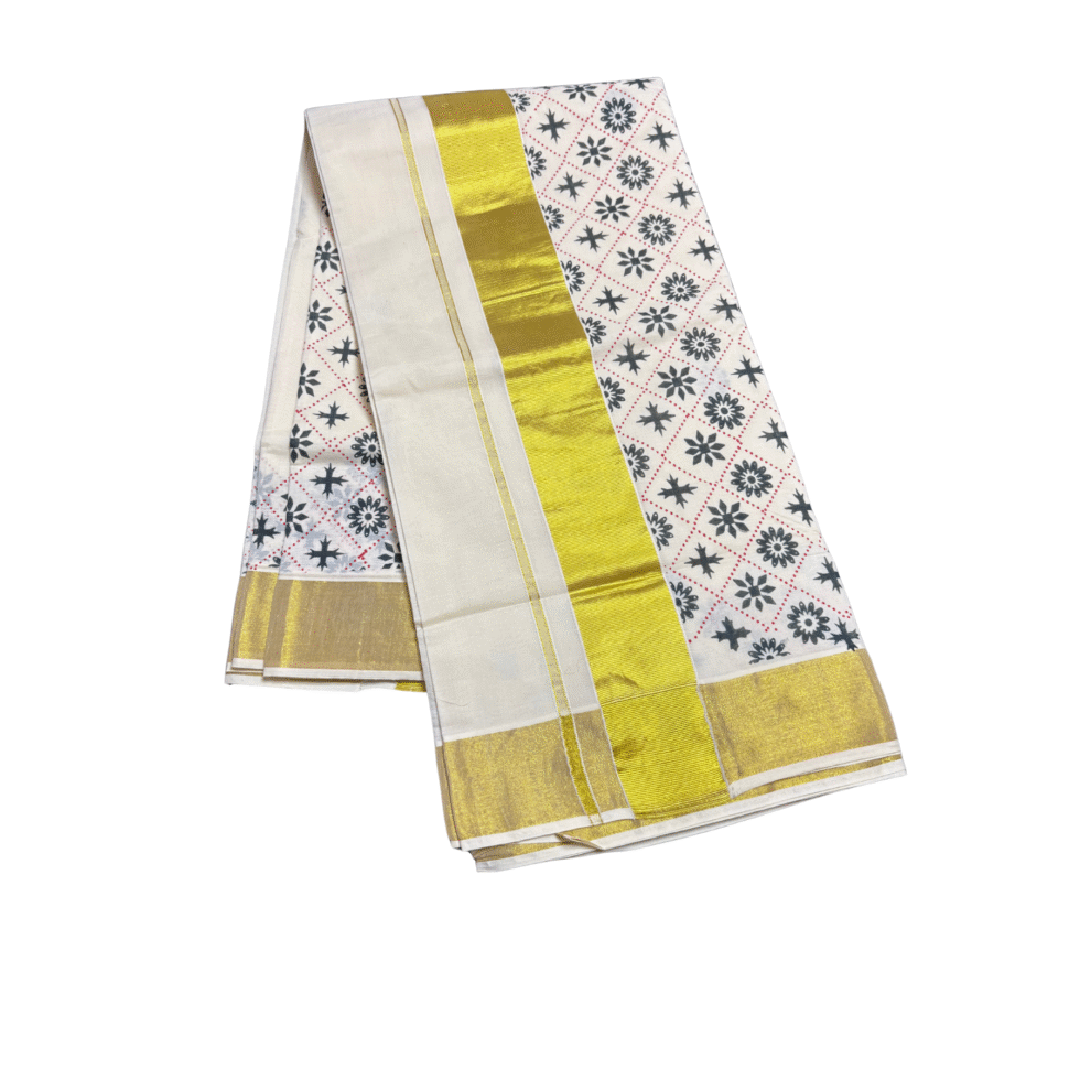 Ramsons Design Print Cotton Set Saree - RM2024