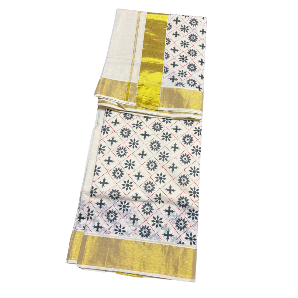 Ramsons Design Print Cotton Set Saree - RM2024