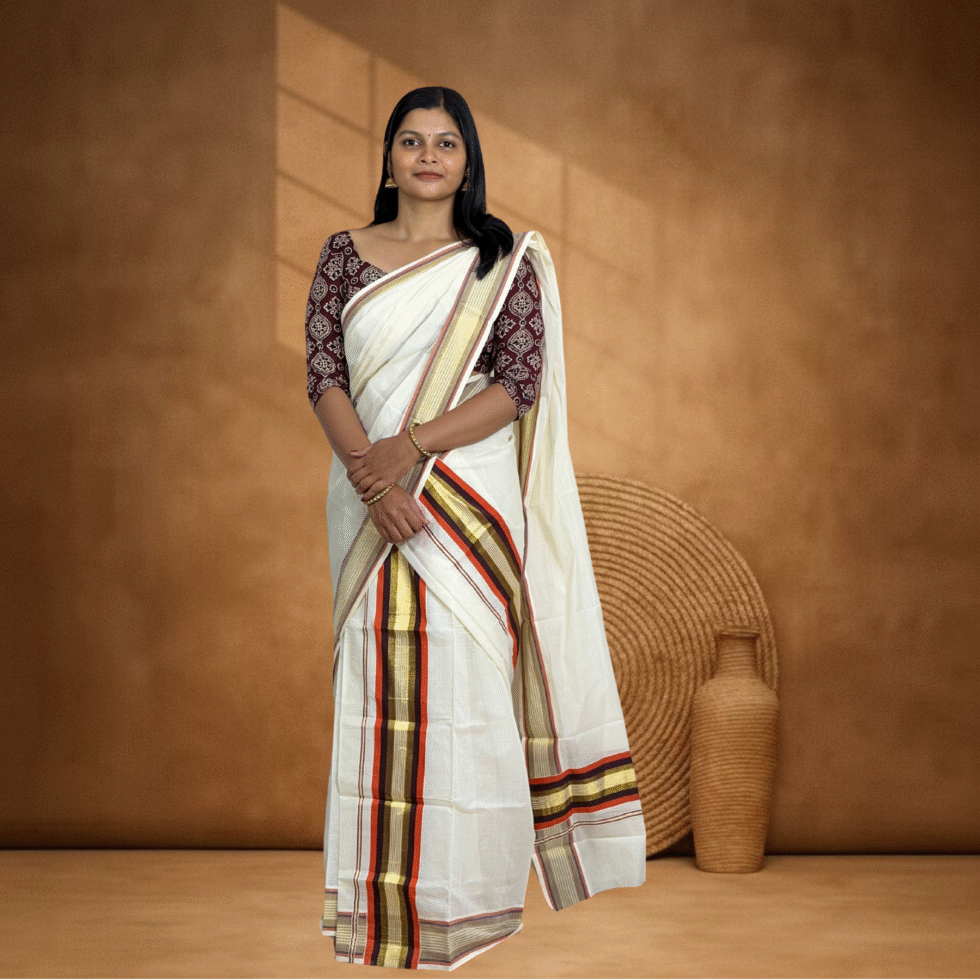 Ramsons Designed Kasavu Cotton Single Set Mundu - RM6502