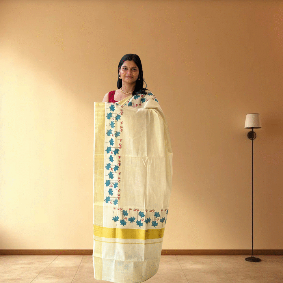 Ramsons Floral Print Tissue Set Saree - RM2038