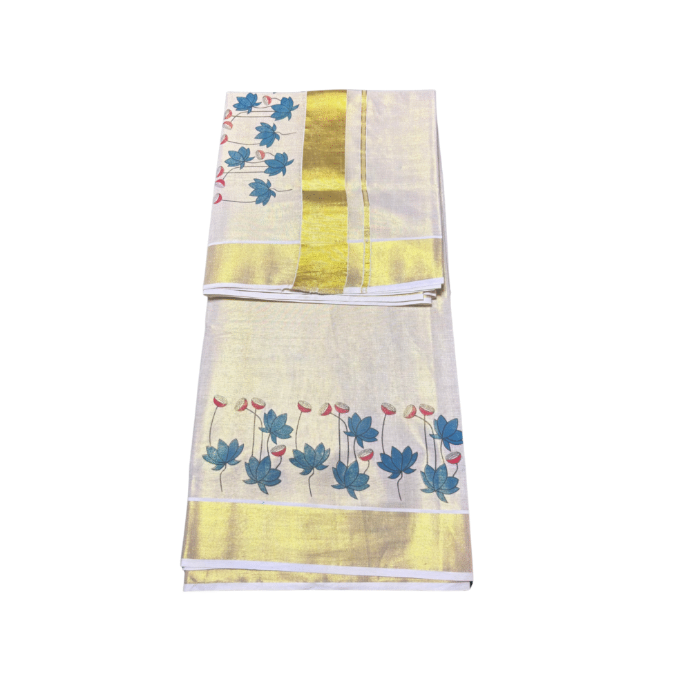 Ramsons Floral Print Tissue Set Saree - RM2038