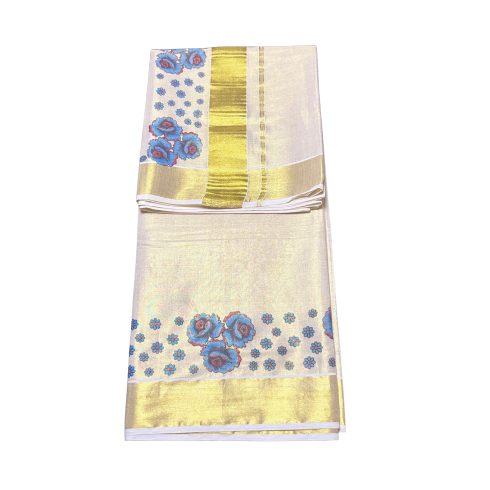 Ramsons Floral Print Tissue Set Saree - RM2038