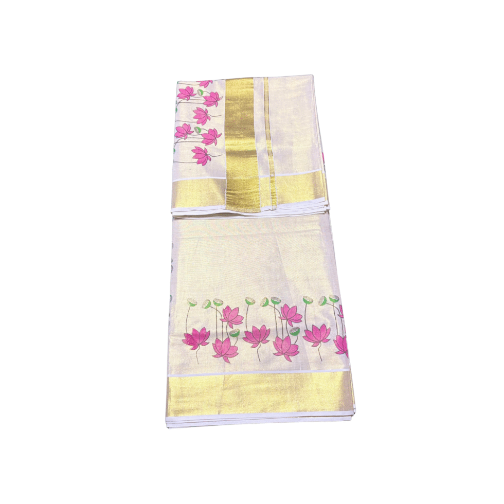 Ramsons Floral Print Tissue Set Saree - RM2038