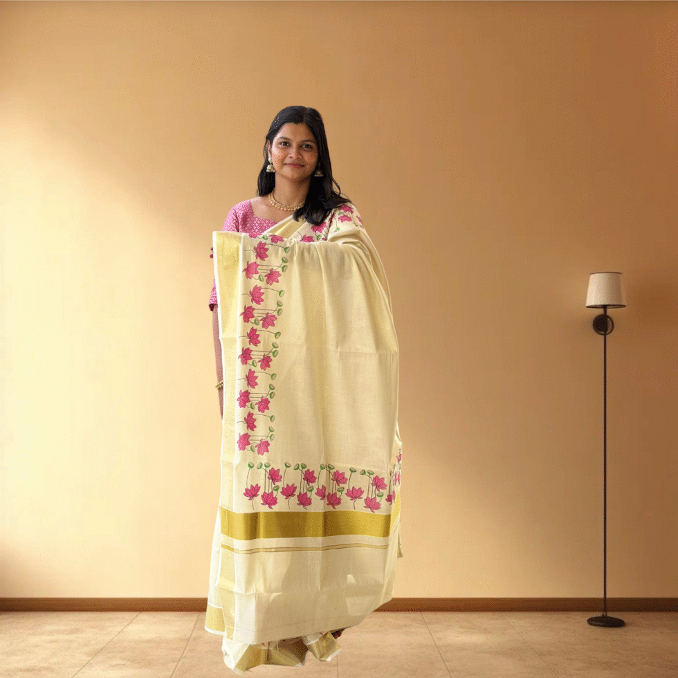 Ramsons Floral Print Tissue Set Saree - RM2038