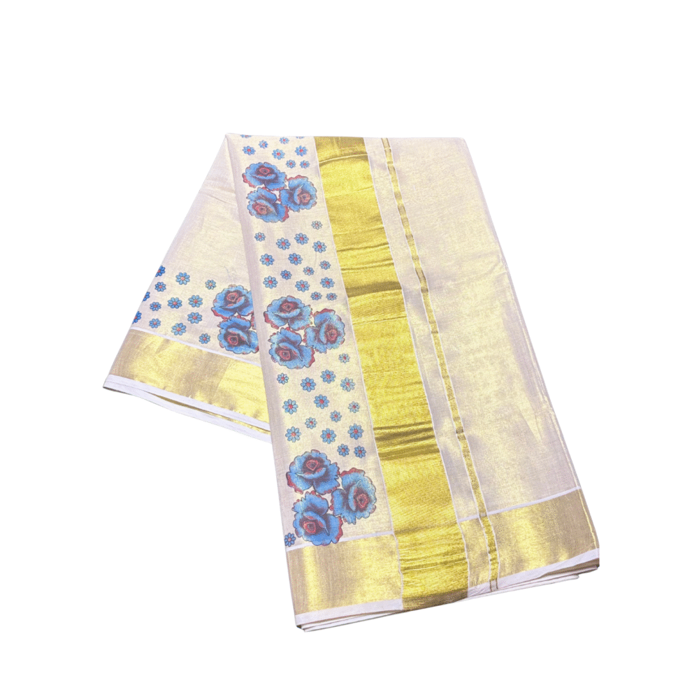 Ramsons Floral Print Tissue Set Saree - RM2038