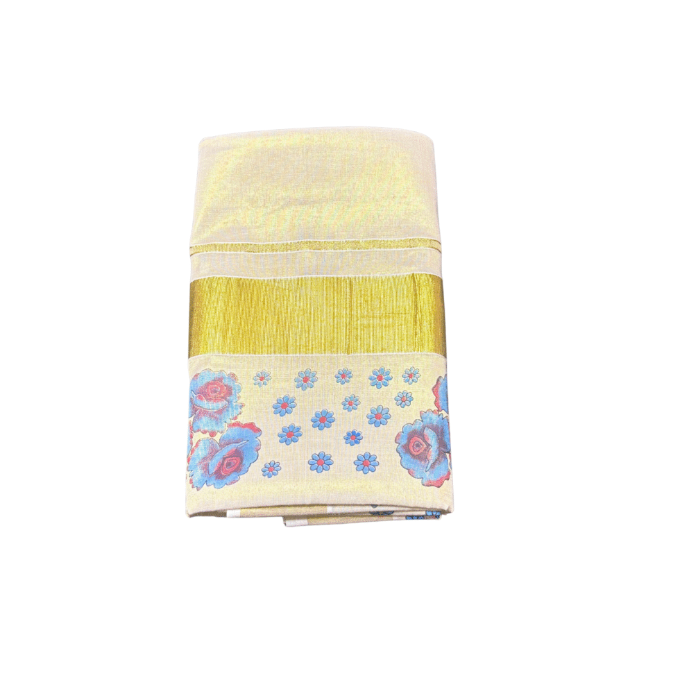 Ramsons Floral Print Tissue Set Saree - RM2038