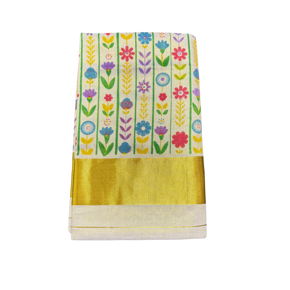 Ramsons Floral Print Tissue Set Saree - RM4388