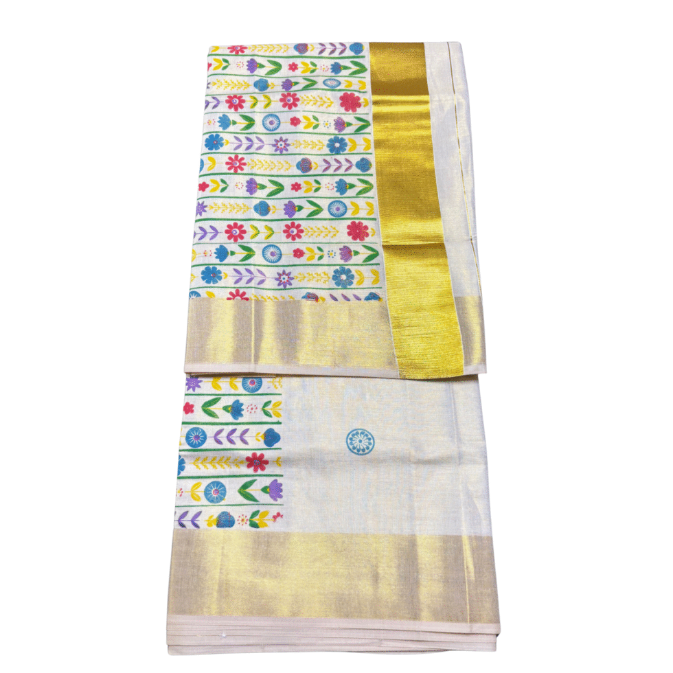 Ramsons Floral Print Tissue Set Saree - RM4388