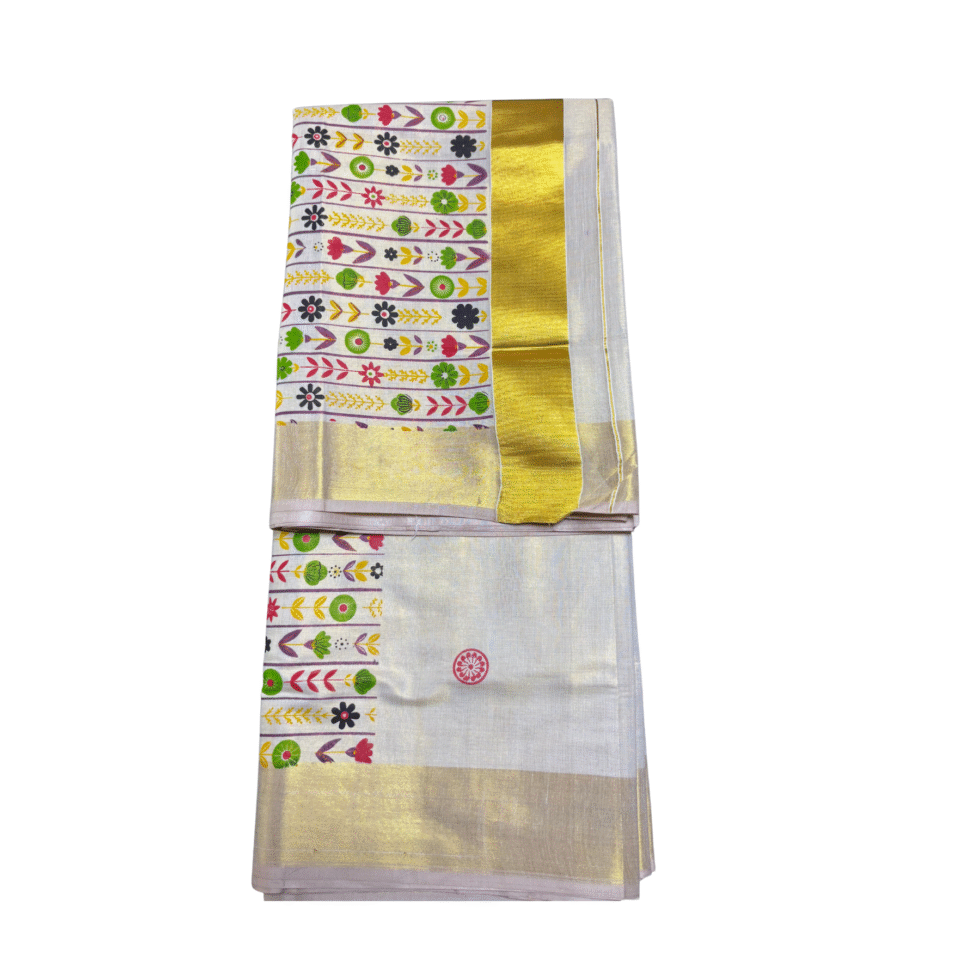 Ramsons Floral Print Tissue Set Saree - RM4388