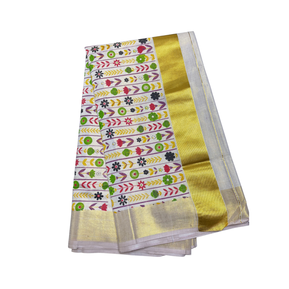 Ramsons Floral Print Tissue Set Saree - RM4388