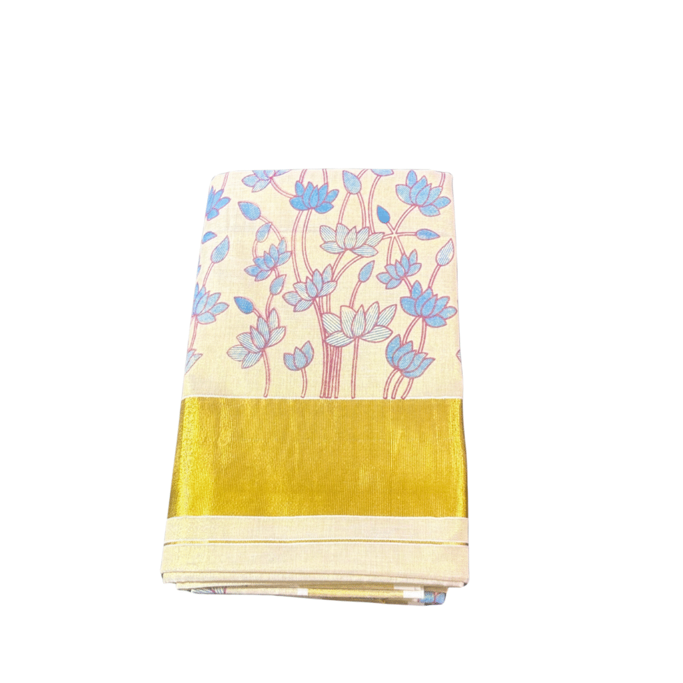 Ramsons Flower Print Tissue Set Saree - RM4390