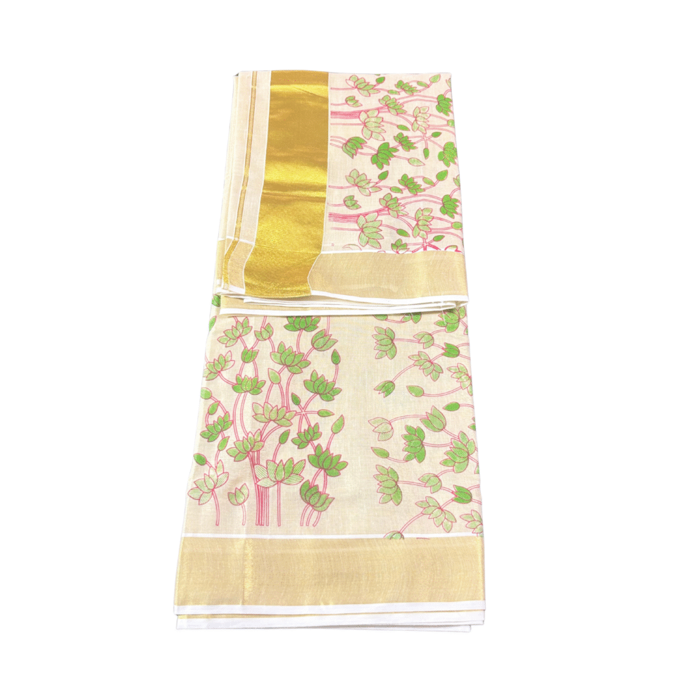 Ramsons Flower Print Tissue Set Saree - RM4390
