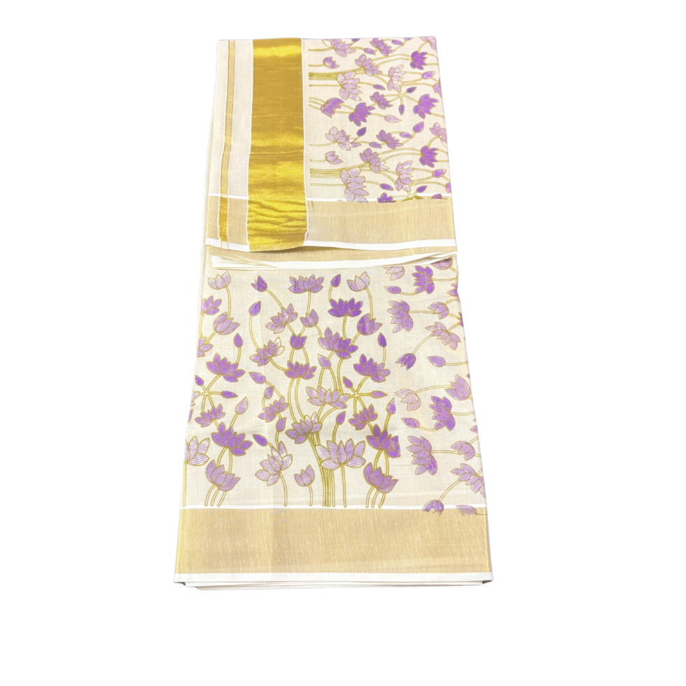 Ramsons Flower Print Tissue Set Saree - RM4390