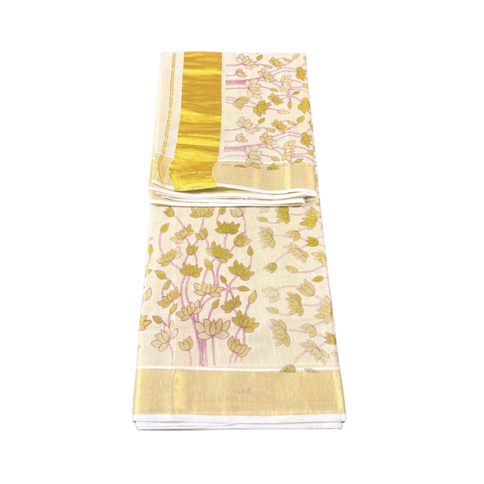 Ramsons Flower Print Tissue Set Saree - RM4390