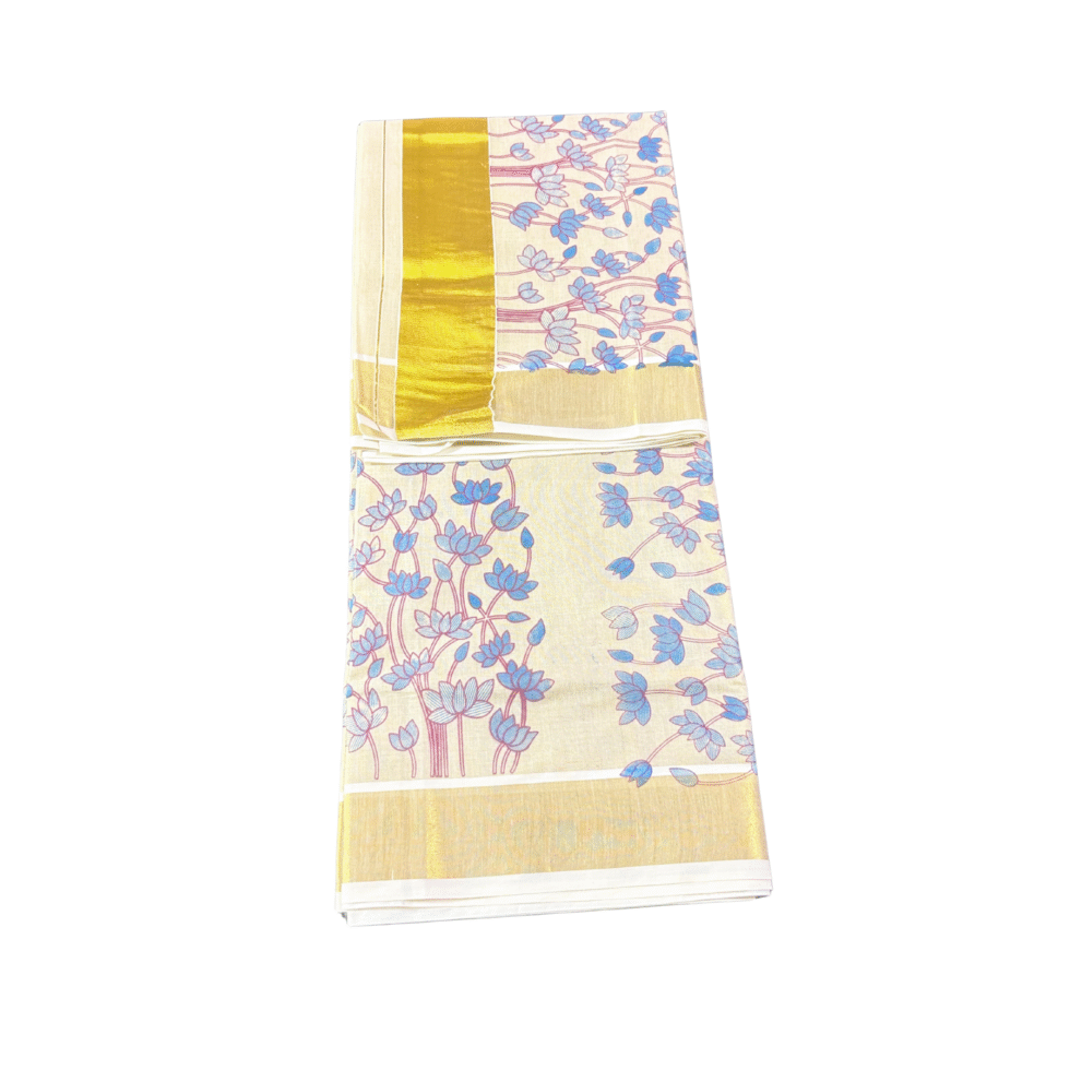 Ramsons Flower Print Tissue Set Saree - RM4390