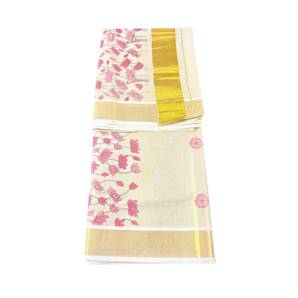 Ramsons Flower Print Tissue Set Saree - RM4390