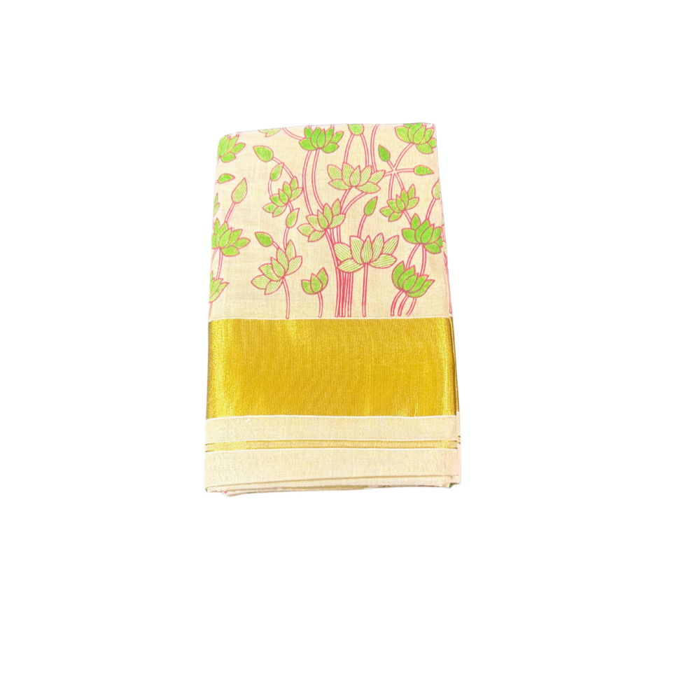Ramsons Flower Print Tissue Set Saree - RM4390