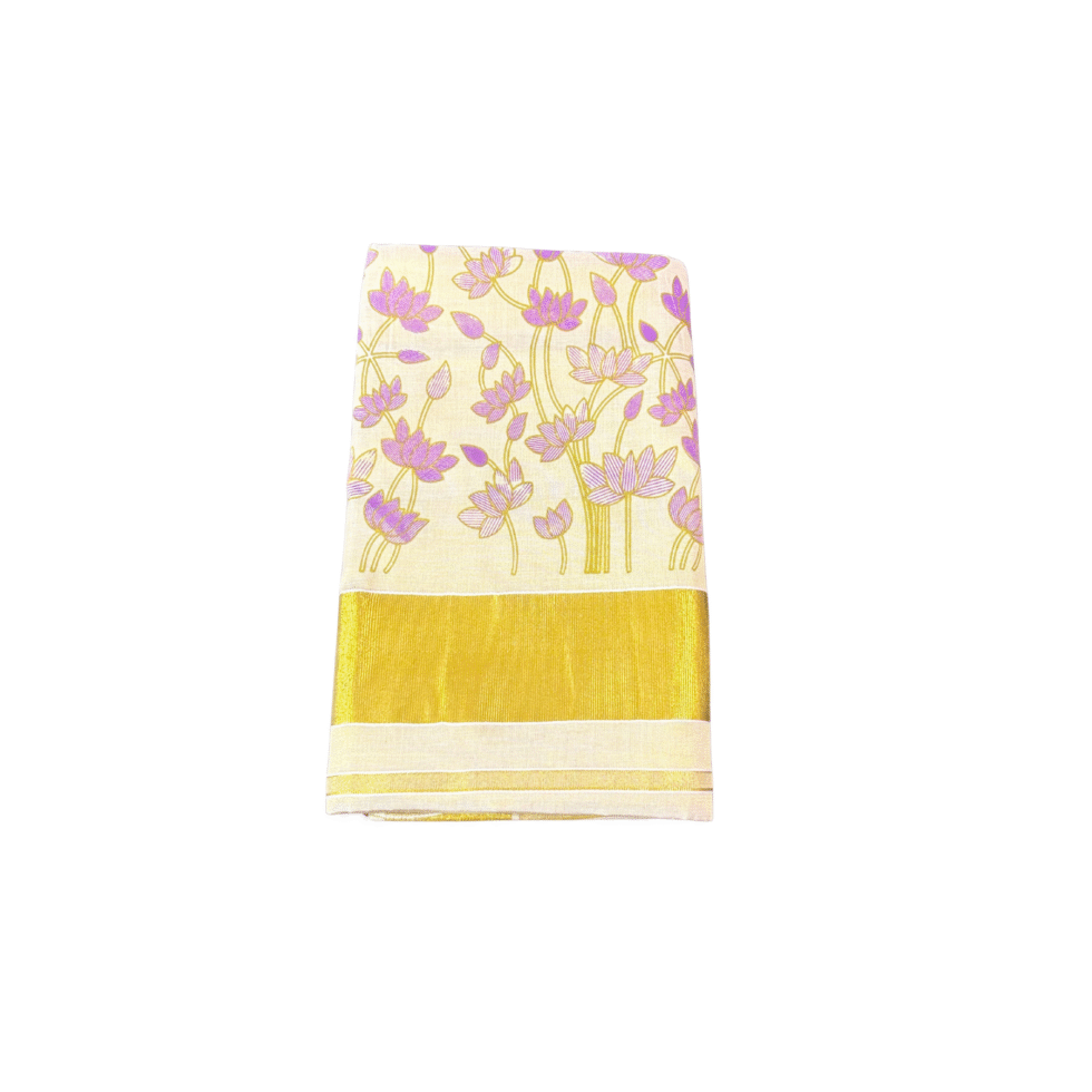 Ramsons Flower Print Tissue Set Saree - RM4390