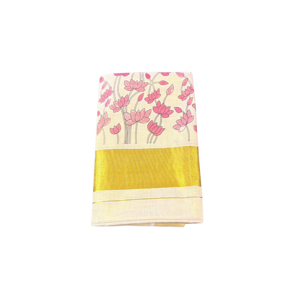 Ramsons Flower Print Tissue Set Saree - RM4390