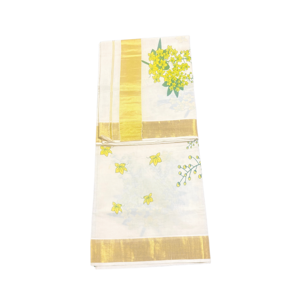 Ramsons Kanikonna Flower Design Cotton Set Saree - RM1943