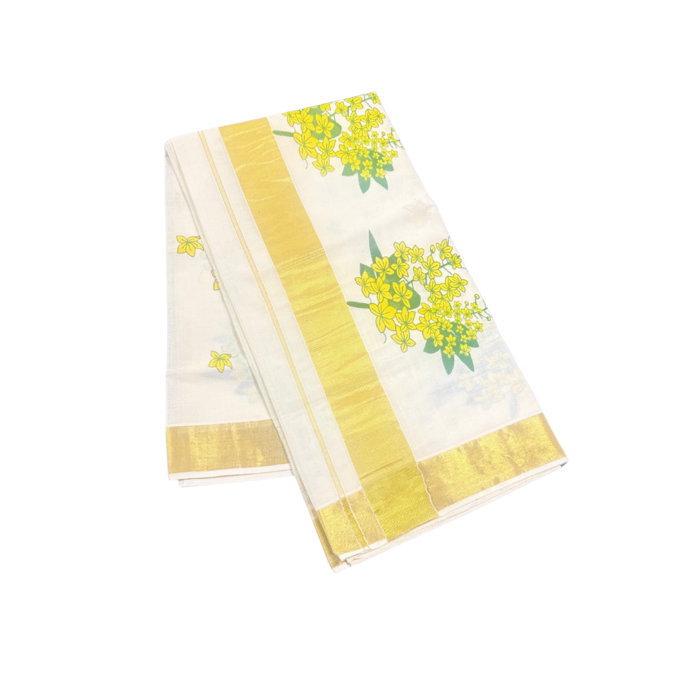 Ramsons Kanikonna Flower Design Cotton Set Saree - RM1943