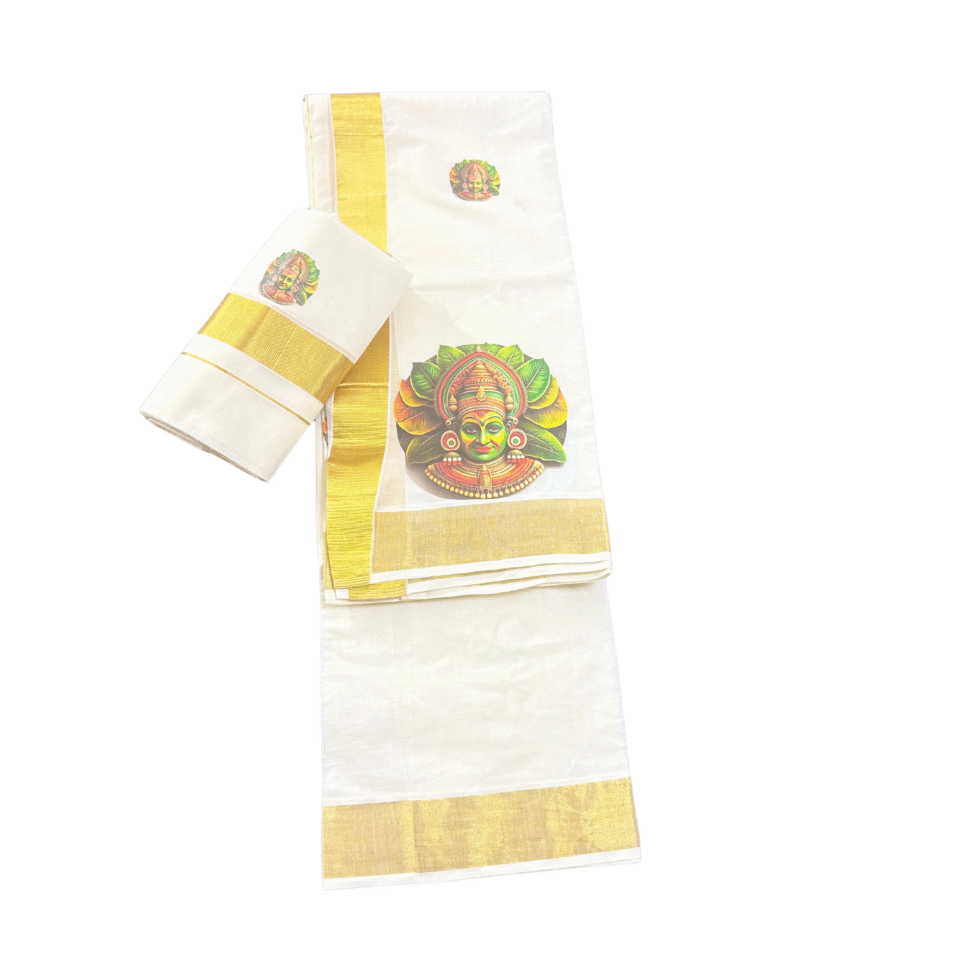 Ramsons Kathakali Printed Cotton Set Mundu - RM6079