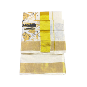 Ramsons Keraleeyam Leaf Motif Print Cotton Set Saree - RM2021