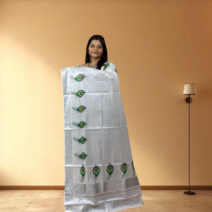 Ramsons Mayilpeeli Silver Tissue Set Saree - RM4217