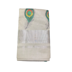 Ramsons Mayilpeeli Silver Tissue Set Saree - RM4217