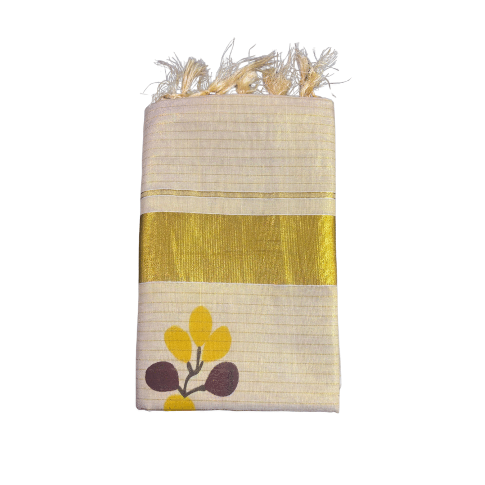 Ramsons Printed Tissue Set Saree With Tassels - RM4368