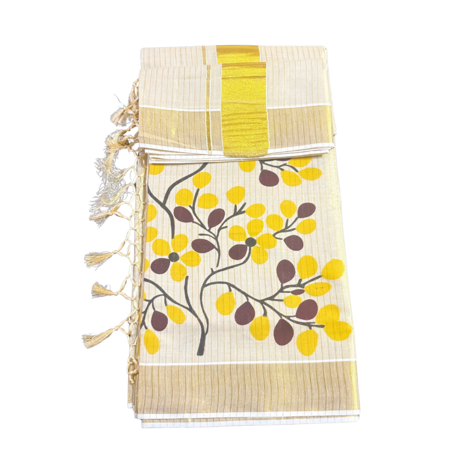 Ramsons Printed Tissue Set Saree With Tassels - RM4368