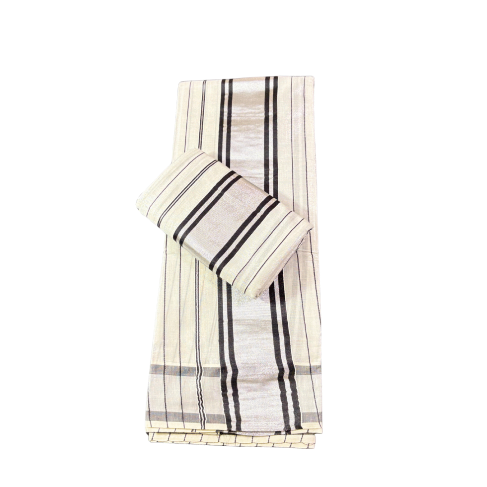 Ramsons Silver Tissue Set Mundu - RM51D