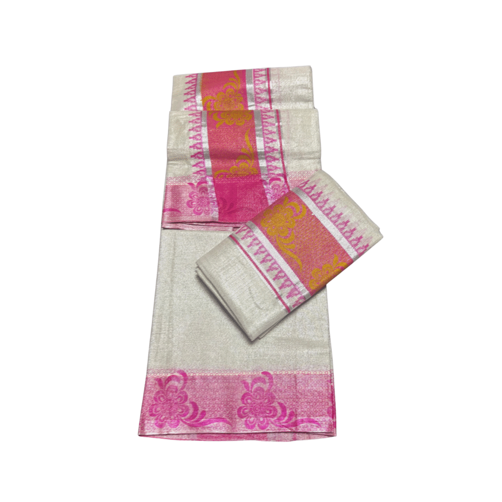 Ramsons Silver Tissue Single Set Mundu - RM97