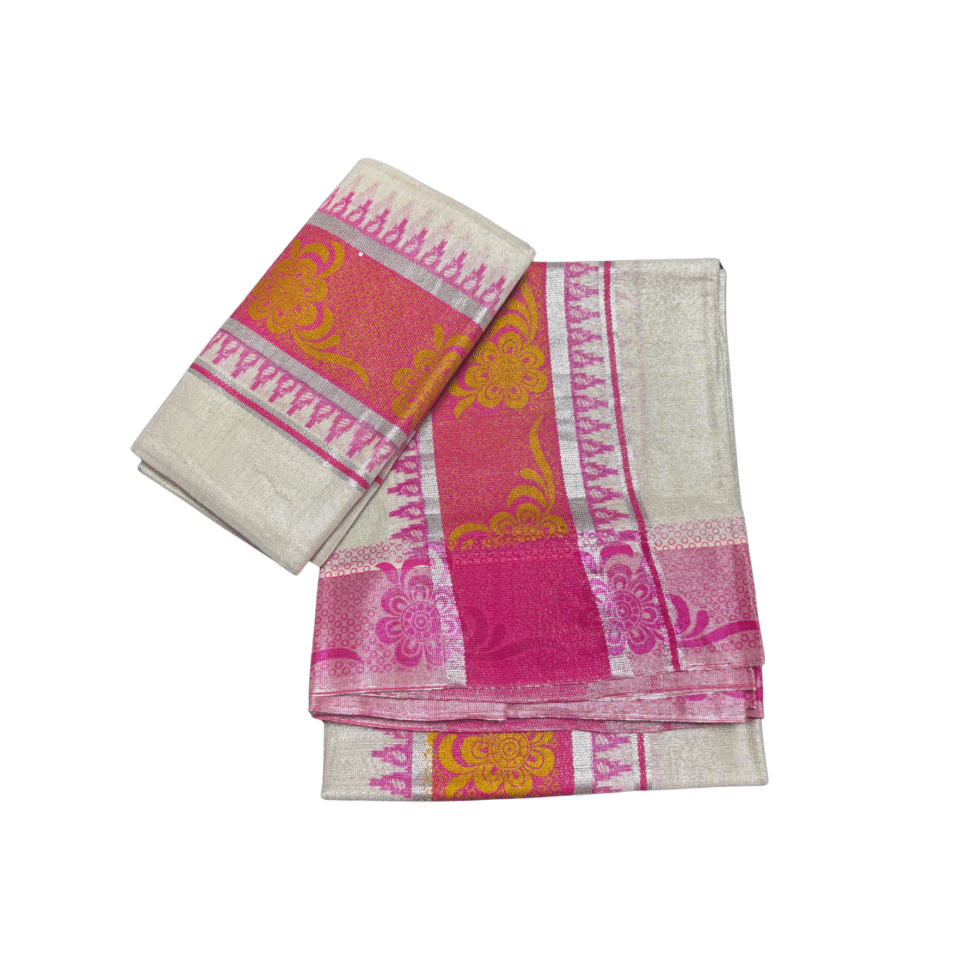 Ramsons Silver Tissue Single Set Mundu - RM97