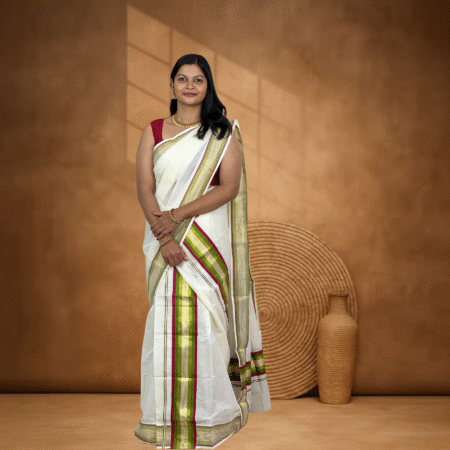Ramsons Striped Kasavu Cotton Single Set Mundu – RM6502