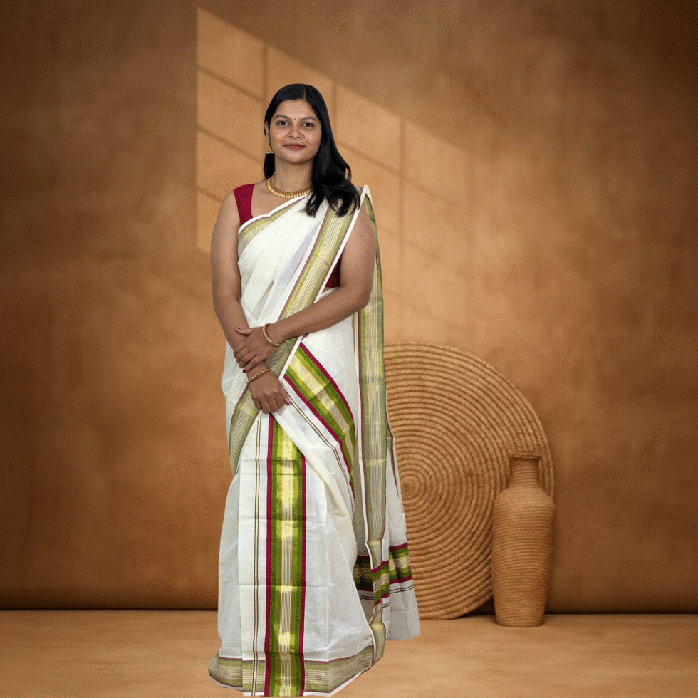 Ramsons Striped Kasavu Cotton Single Set Mundu - RM6502