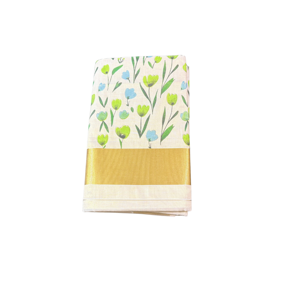 Ramsons Tulip Flower Printed Tissue Set Saree - RM4392