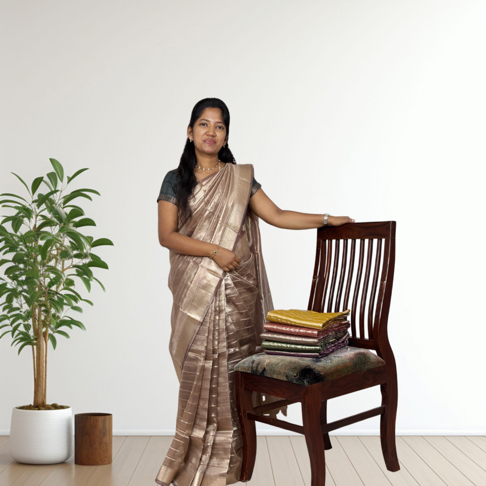Sarvamangala Tissue Saree With Strip Design - TKS115